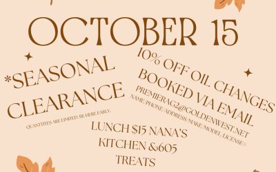 One Day Only Seasonal Clearance October 15th!